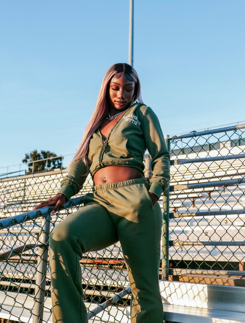 GREEN Sacramento Hottie Cropped Zip-Up Hoodie PRE-ORDER