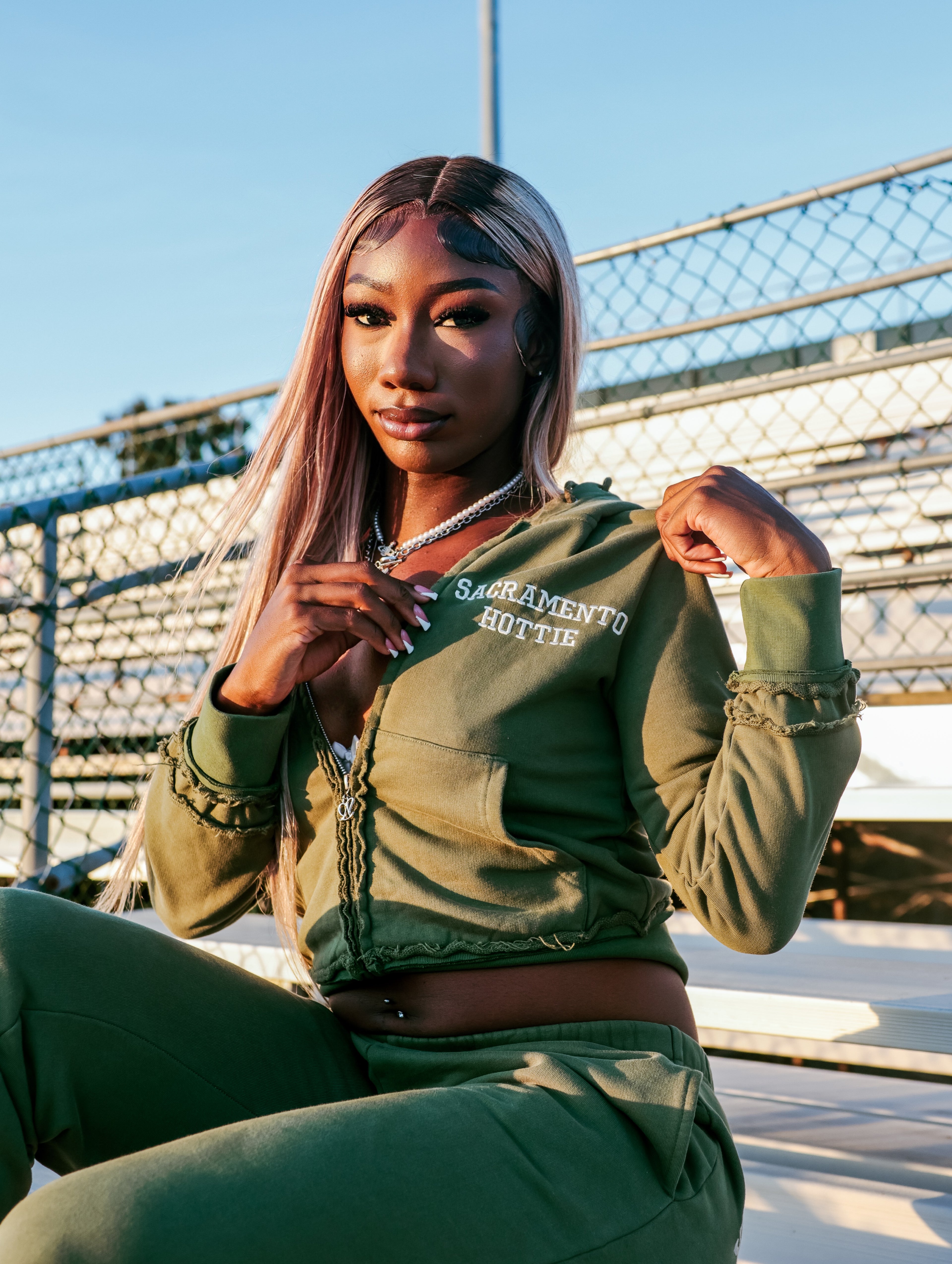 GREEN Sacramento Hottie Cropped Zip-Up Hoodie PRE-ORDER